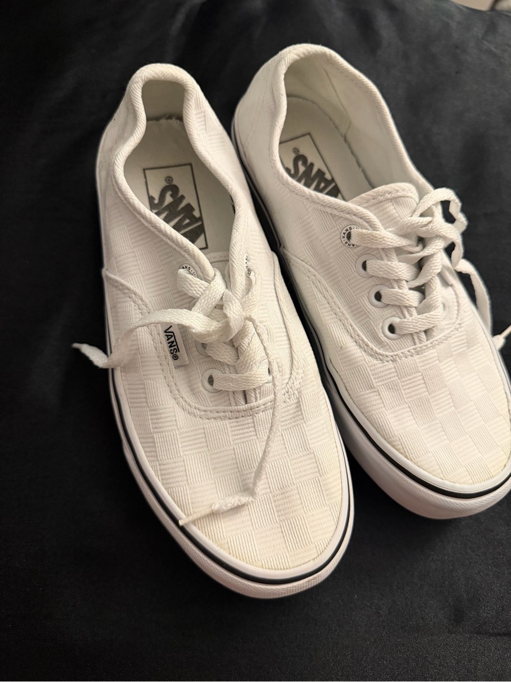 Vans Women's White Checkerboard-Textured Lace-Up Sneakers